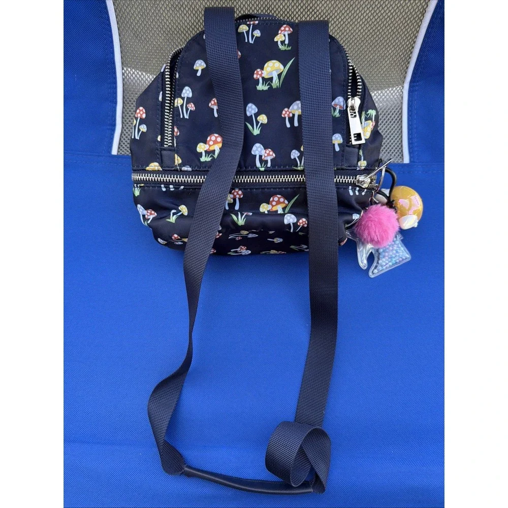 Mushroom Small Navy Colorful All Over Print Backpack With Adjustable Straps Mini